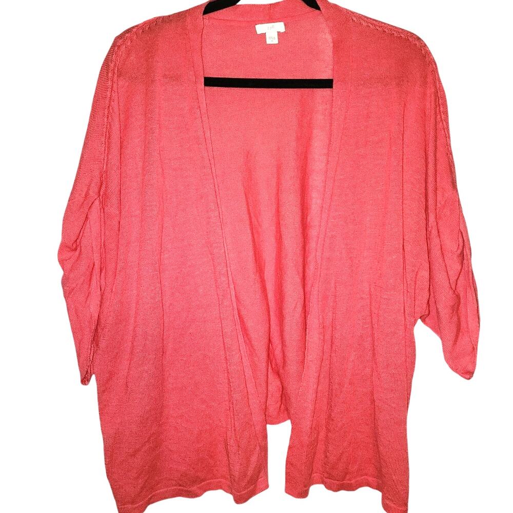 J.Jill Pink Light Weight Short Sleeve Cardigan Sweater Size XL